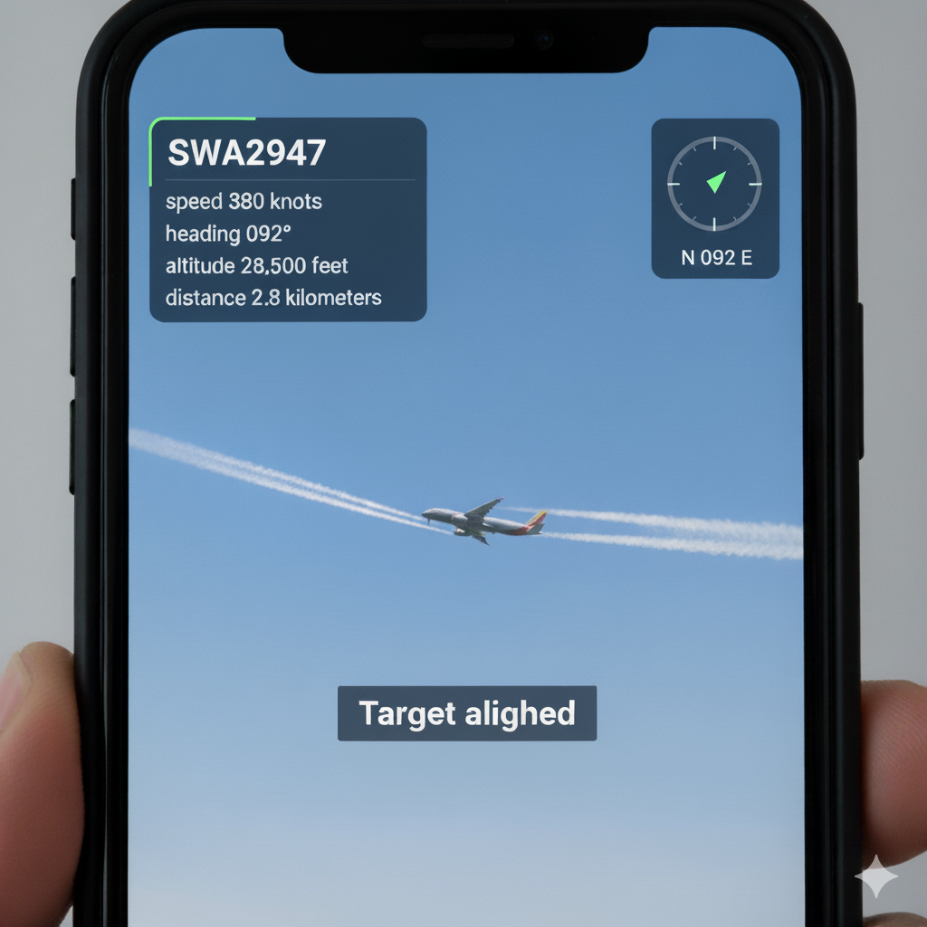 Precision target alignment showing aircraft callsign SWA2947 with live telemetry overlay